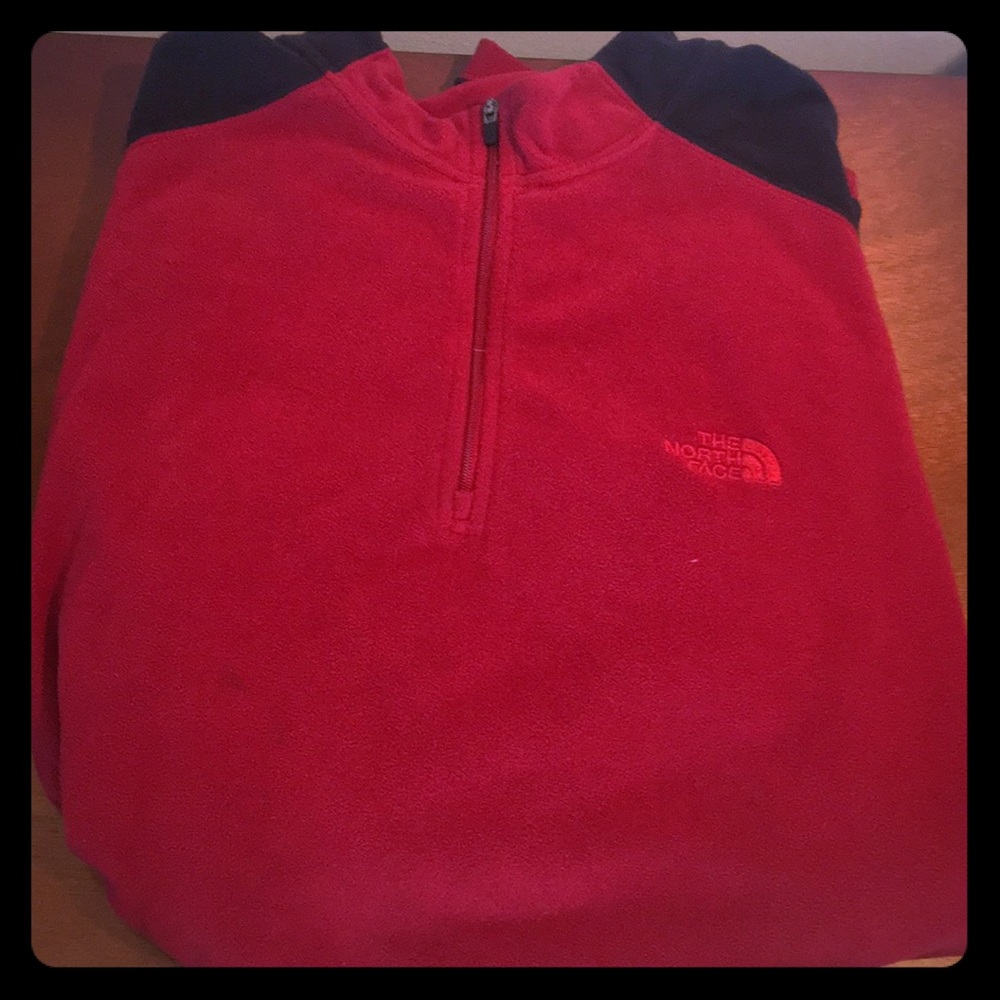 North face red and black quarter zip pullover